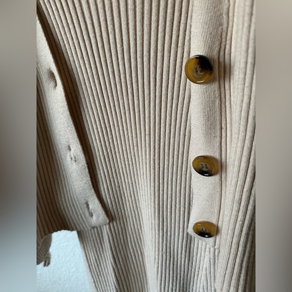 Luca + Grae Dress & Cardigan Sweater Ribbed Body-con Set Tan Size Medium - Picture 5 of 7